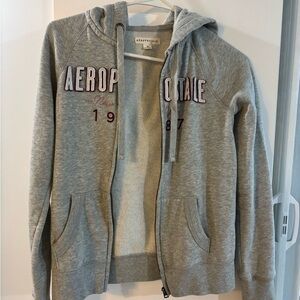 Aeropostale Heather Gray Hoodie with Embroidered Logo